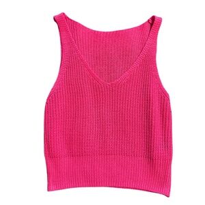 SHEIN Hot Pink Ribbed Crop Tank